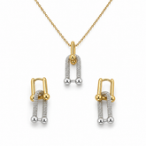 Abuda Lina Silver Column Gold Jewelry Set image 1
