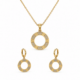 Abuda Faye Round Halo Gold Jewelry Set image 1