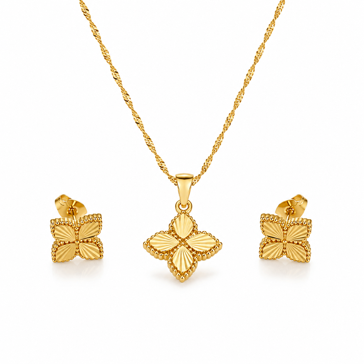 Abuda Zahra Clover Bloom Gold Jewelry Set image 1