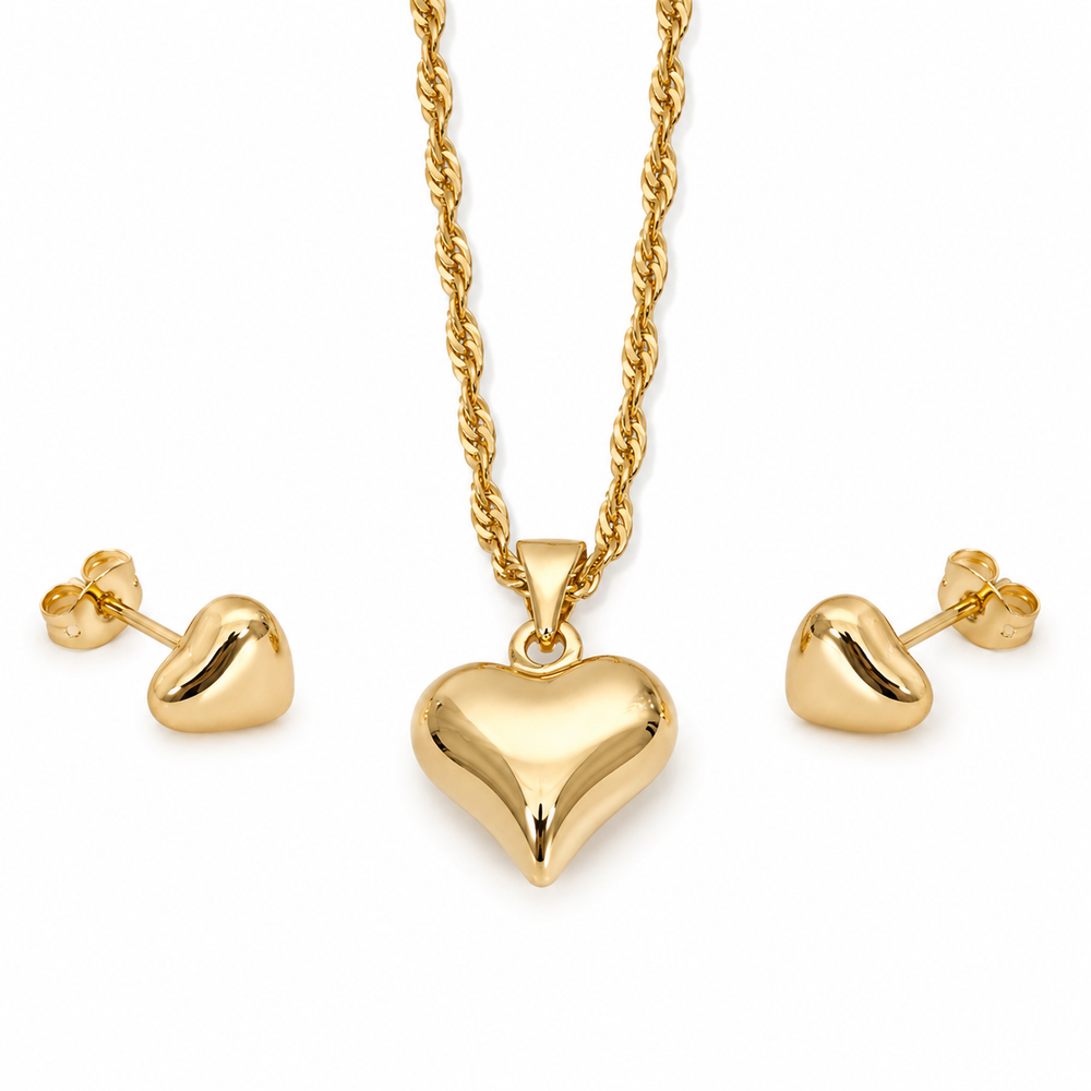 Abuda Aya Puffy Heart Gold Jewelry Set image 1