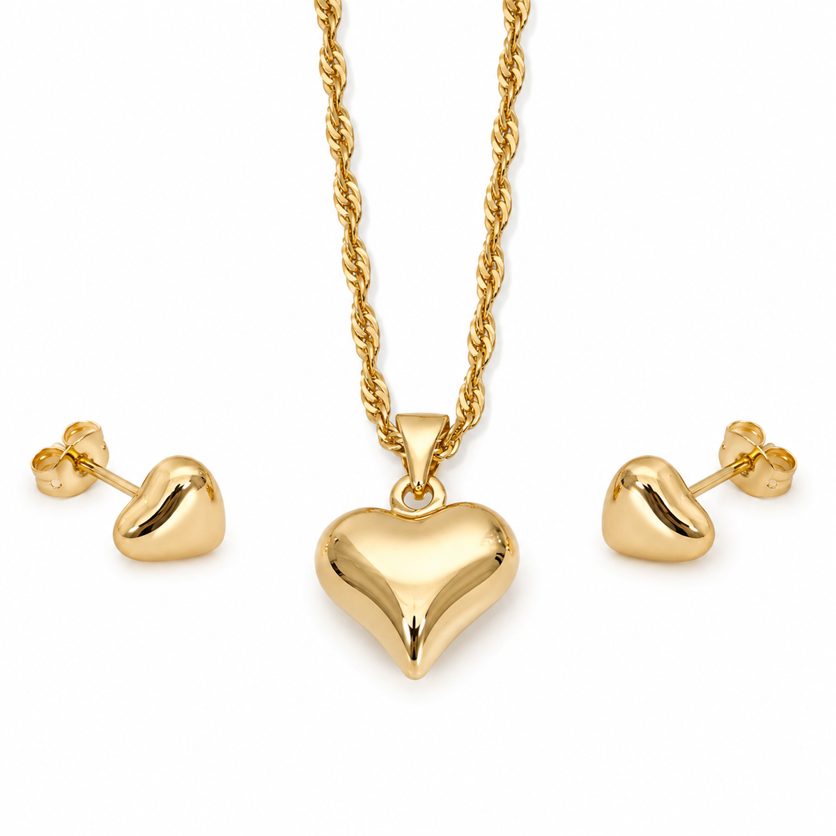 Abuda Aya Puffy Heart Gold Jewelry Set image 1