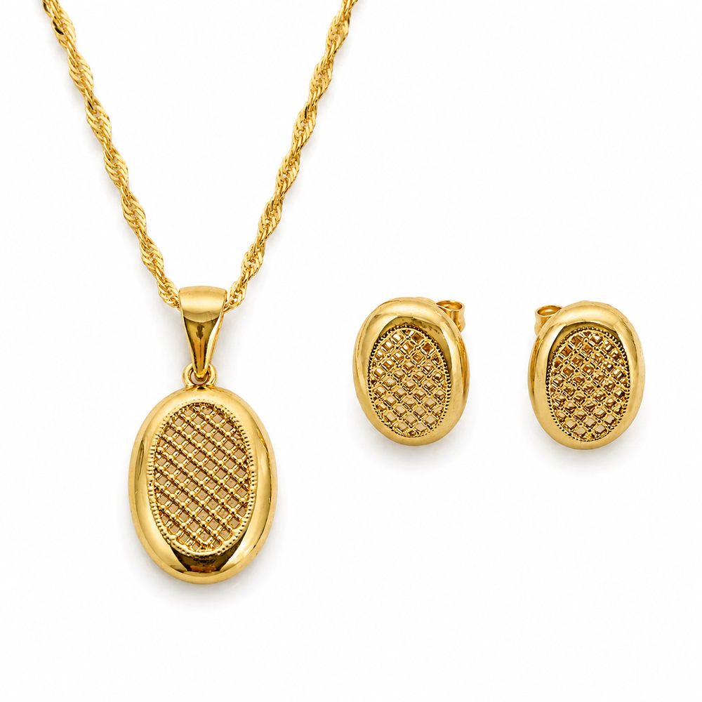 Abuda Karima Mesh Oval Gold Jewelry Set image 1