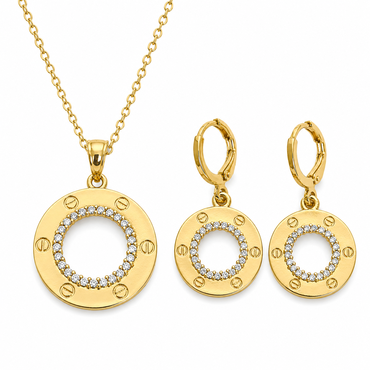 Abuda Selma Crystal Halo Gold Jewelry Set image 1