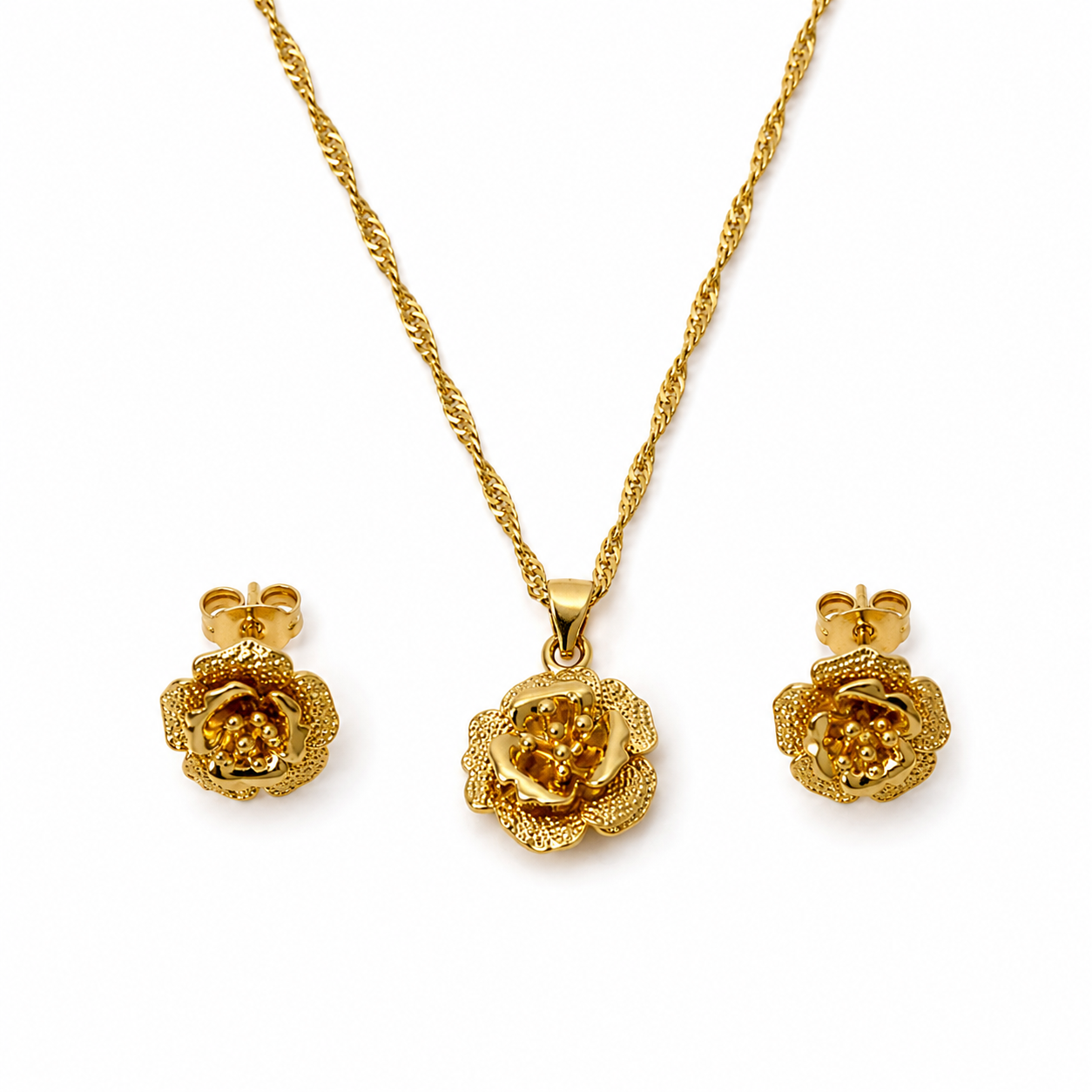 Abuda Zahira Rose Bloom Gold Jewelry Set image 1