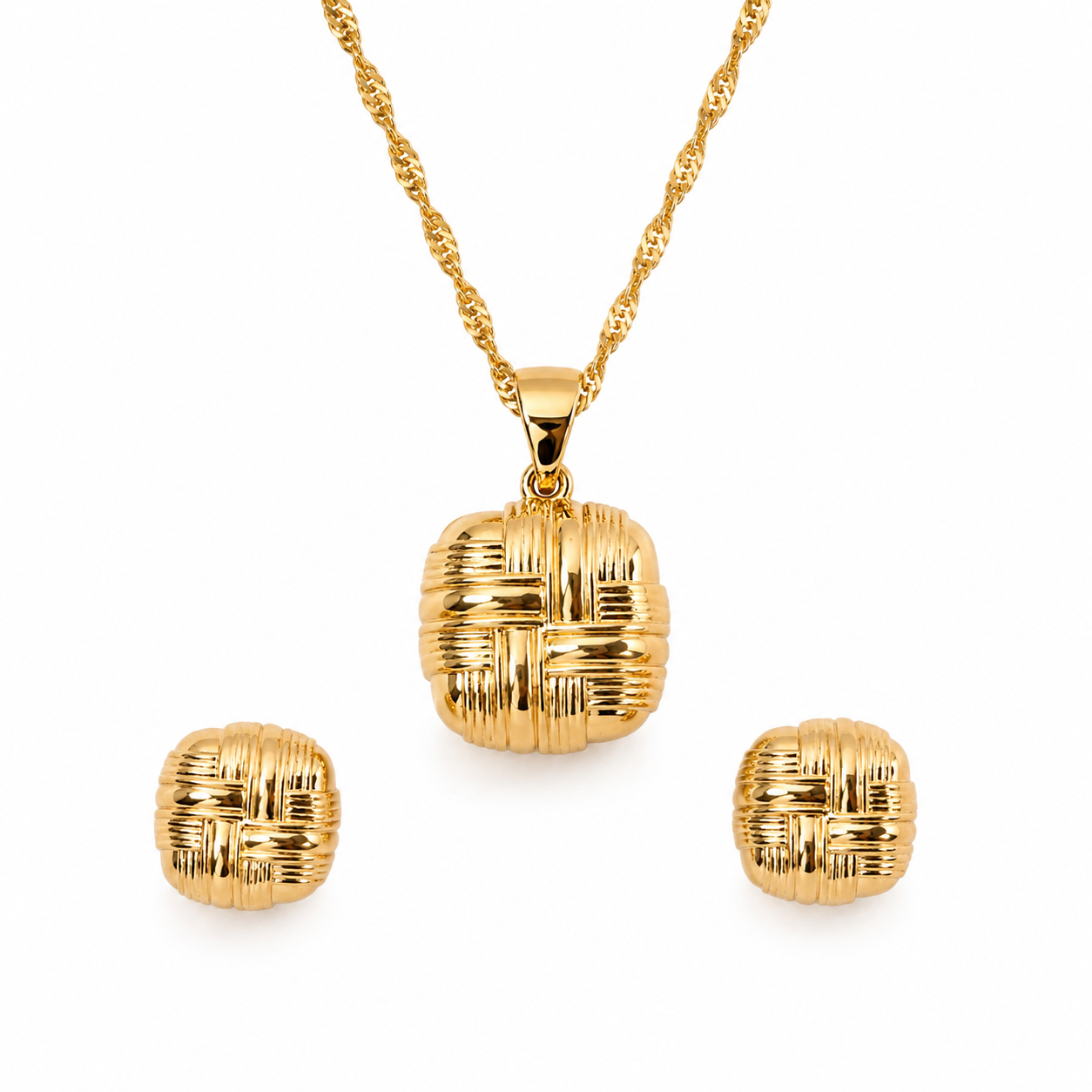 Abuda Nadia Woven Square Gold Jewelry Set image 1