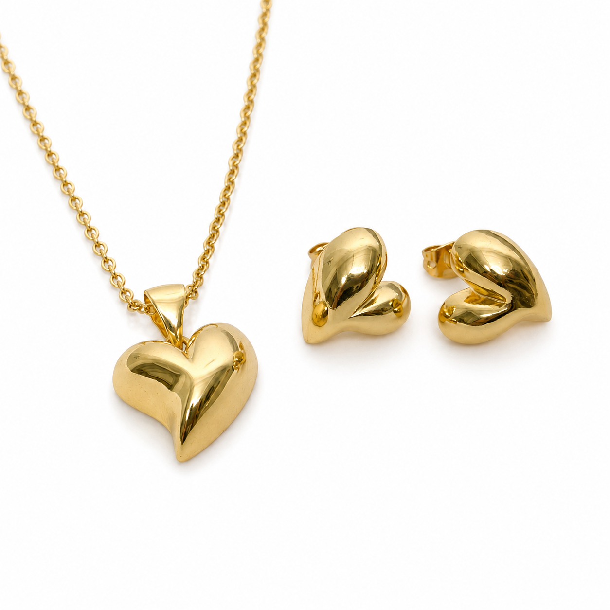 Abuda Nawal Double Petal Heart Gold Jewelry Set image 1