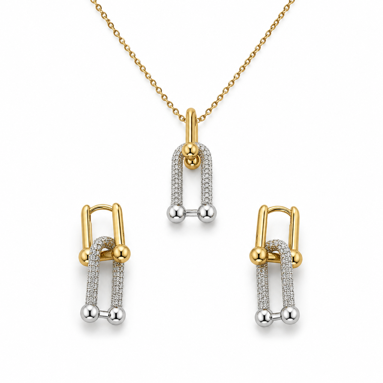 Abuda Lina Silver Column Gold Jewelry Set image 1