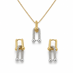 Abuda Lina Silver Column Gold Jewelry Set image 1