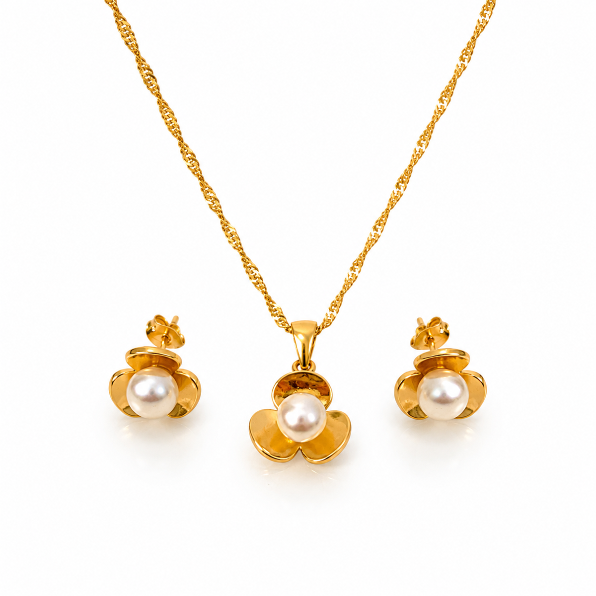 Abuda Hana Pearl Blossom Gold Jewelry Set image 1