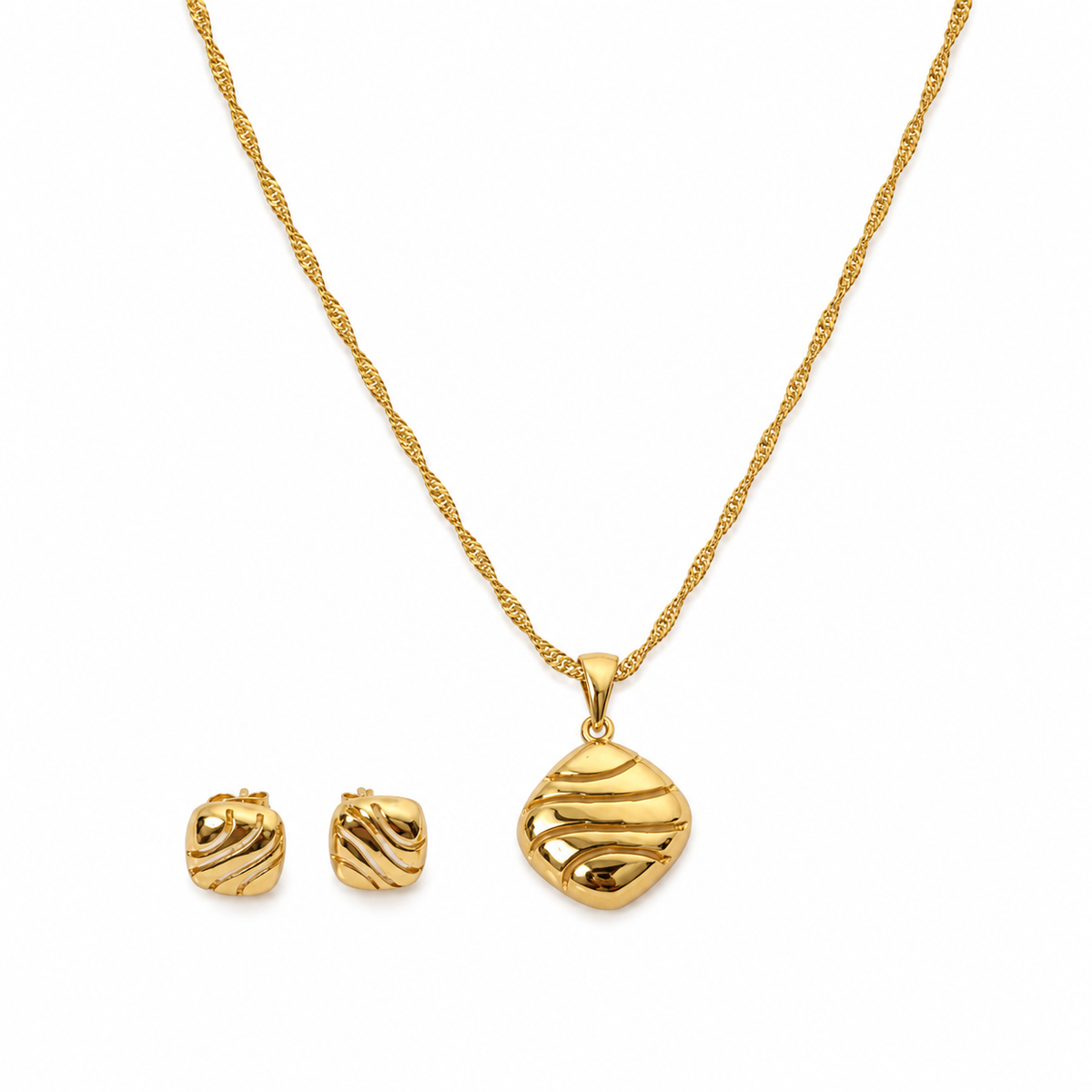 Abuda Rania Ripple Disc Gold Jewelry Set image 1