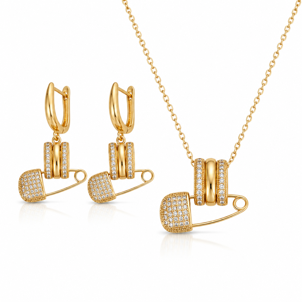 Abuda Jana Woven Barrel Gold Jewelry Set image 1