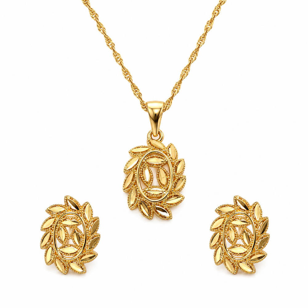 Abuda Dalal Sunburst Leaf Gold Jewelry Set image 1