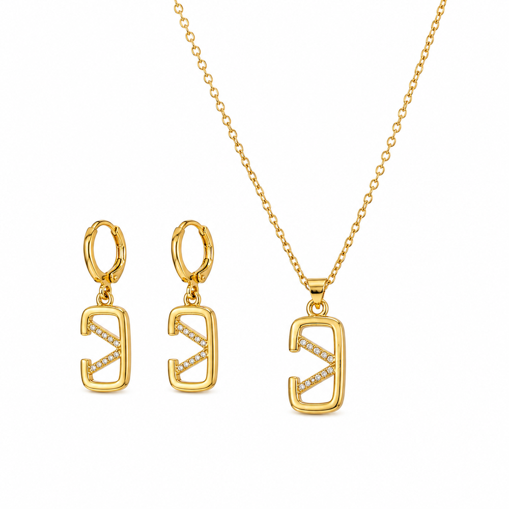 Abuda Safiya Geo Link Gold Jewelry Set image 1