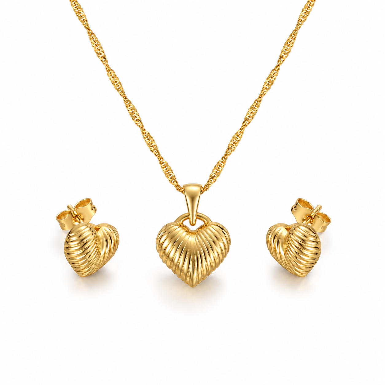 Abuda Mira Heart Locket Gold Jewelry Set image 1