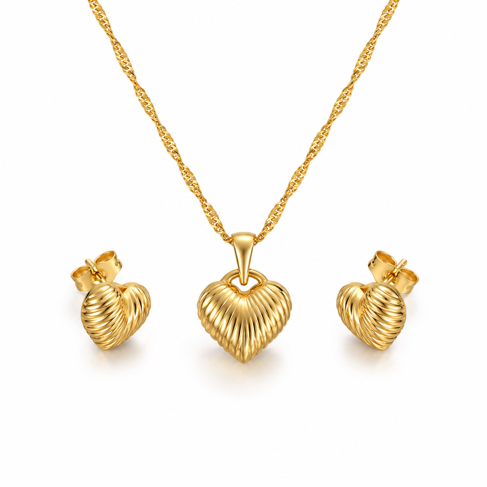 Abuda Mira Heart Locket Gold Jewelry Set image 1