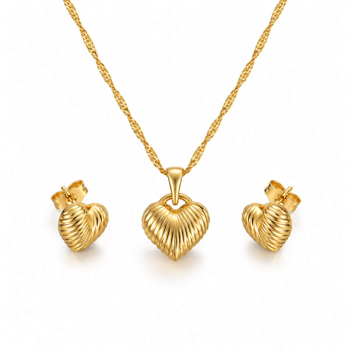 Abuda Mira Heart Locket Gold Jewelry Set image 1