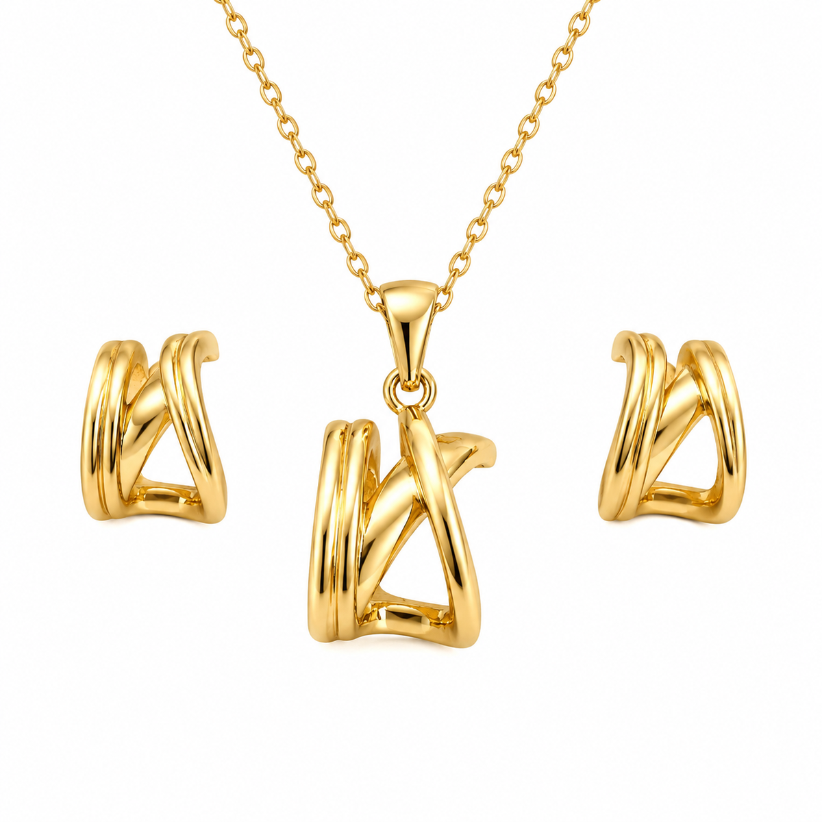 Abuda Farah Ribbon Arch Gold Jewelry Set image 1