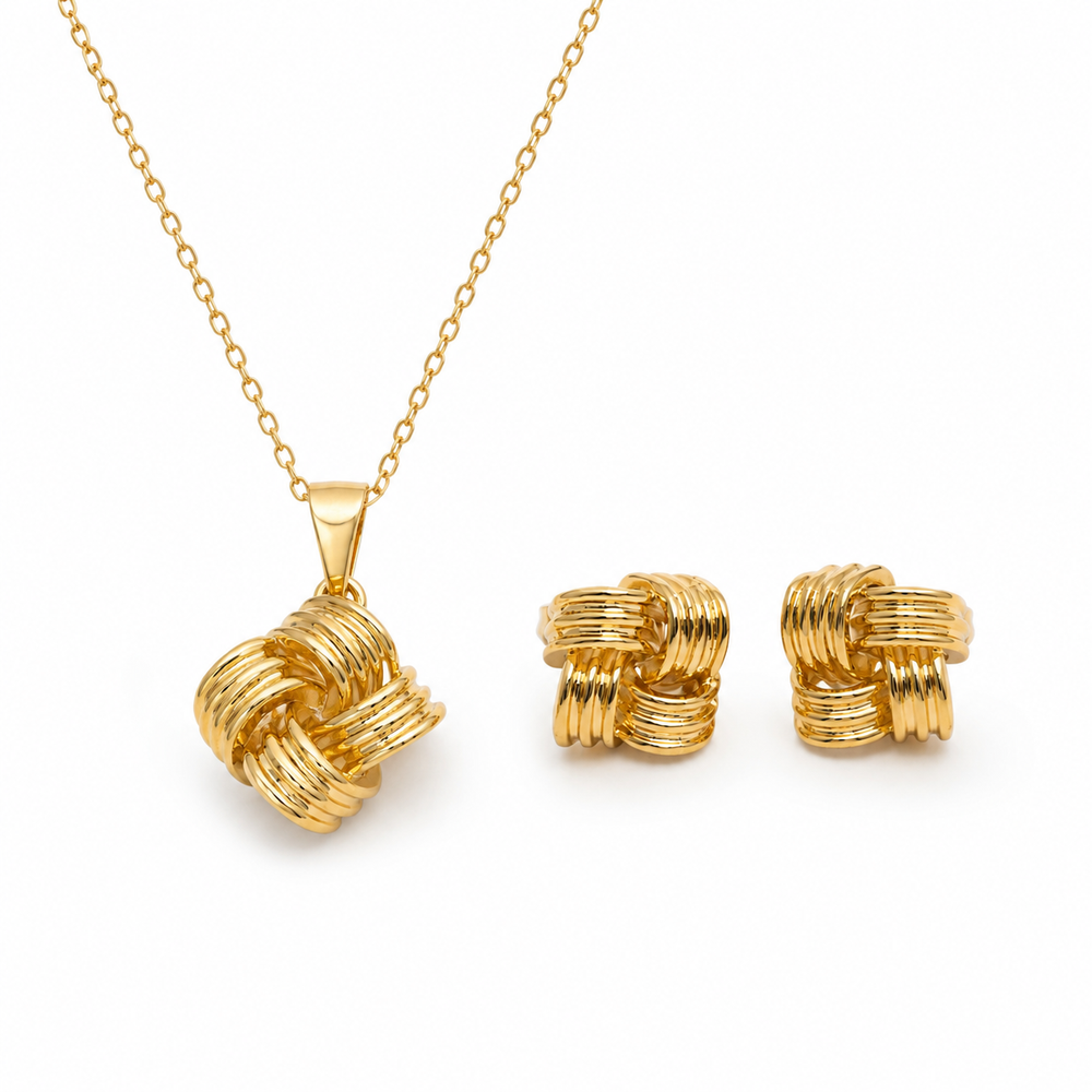 Abuda Latifa Woven Cube Gold Jewelry Set image 1
