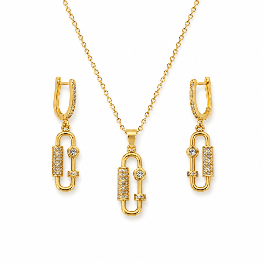 Abuda Samia Chain Drop Gold Jewelry Set image 1