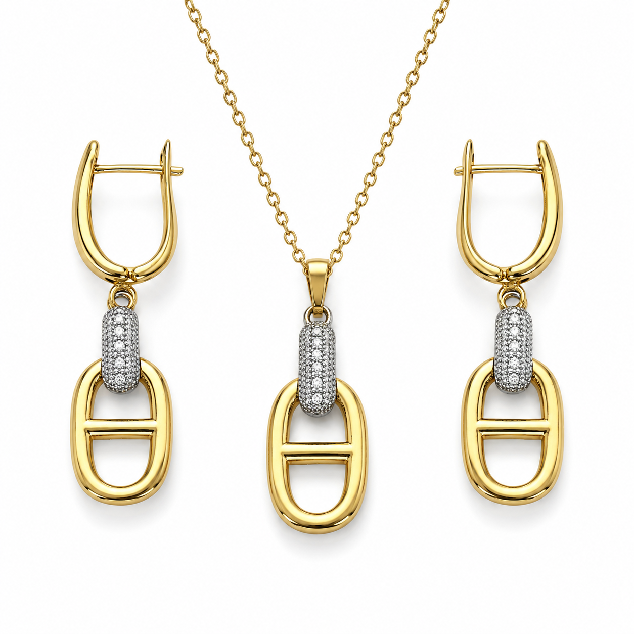 Abuda Mariam Two Tone Link Gold Jewelry Set image 1