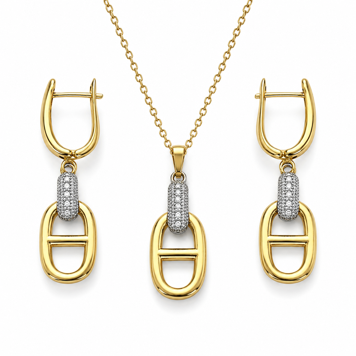 Abuda Mariam Two Tone Link Gold Jewelry Set image 1