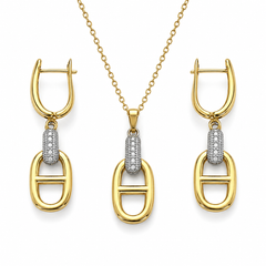 Abuda Mariam Two Tone Link Gold Jewelry Set image 1