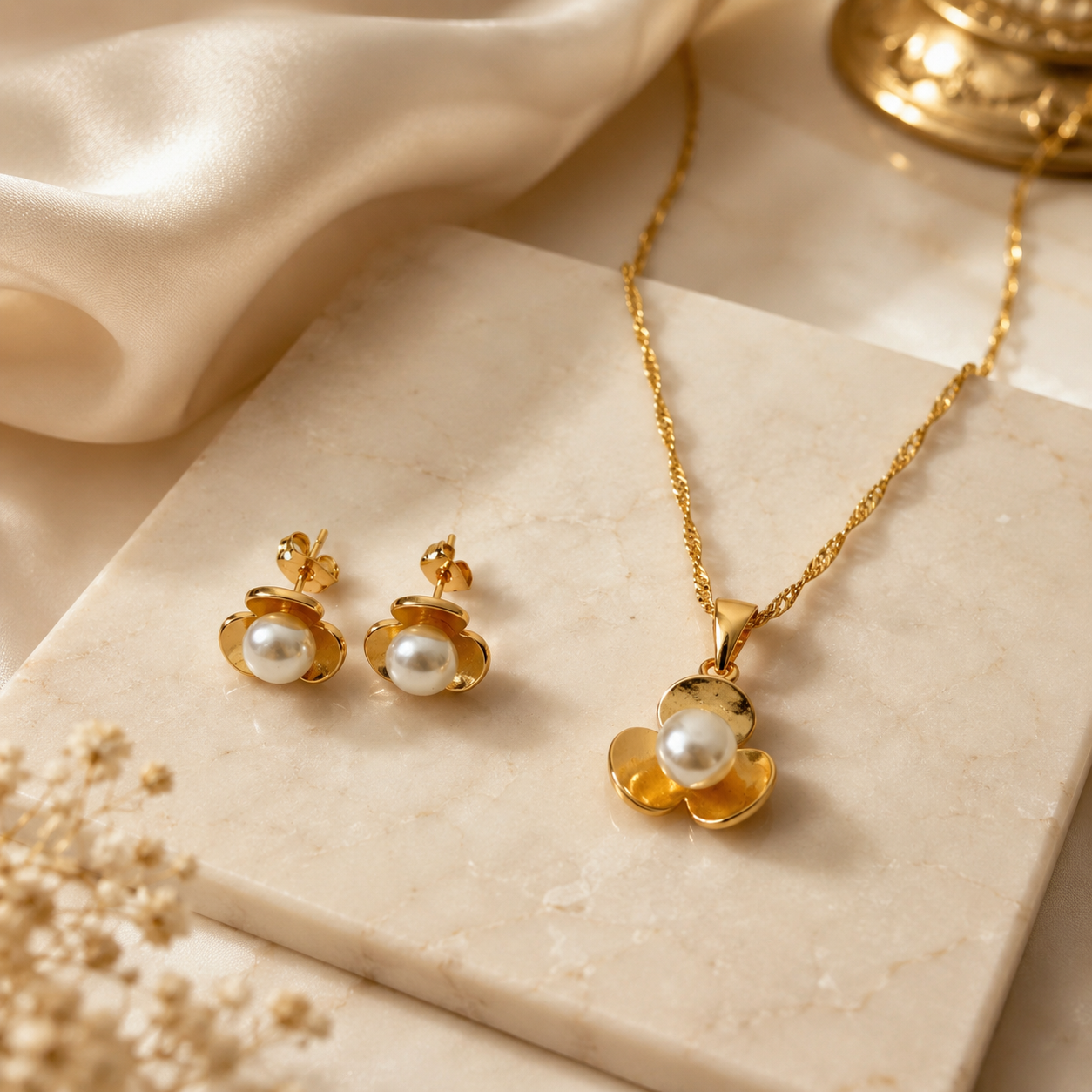 Abuda Hana Pearl Blossom Gold Jewelry Set image 2