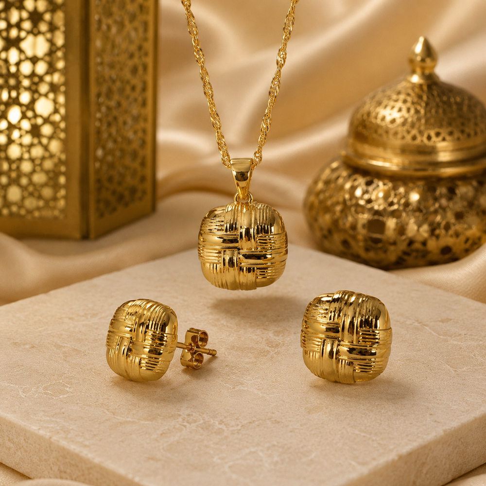 Abuda Nadia Woven Square Gold Jewelry Set image 2