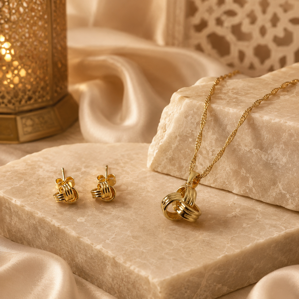 Abuda Basma Bow Bloom Gold Jewelry Set image 2
