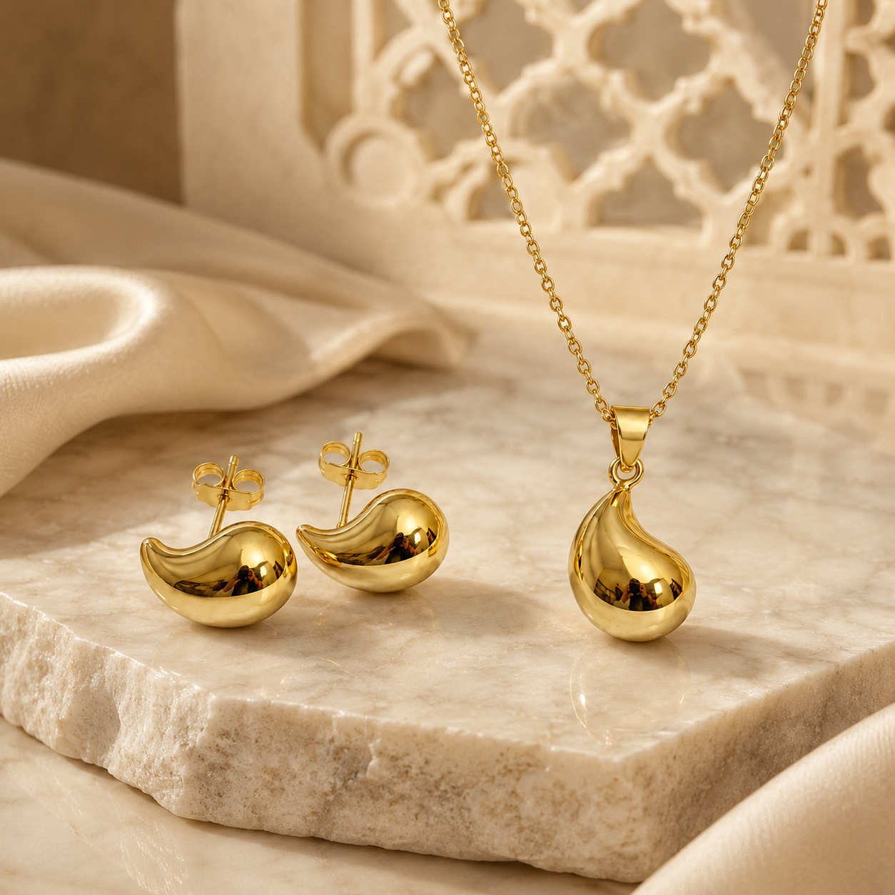 Abuda Rasha Teardrop Orb Gold Jewelry Set image 2