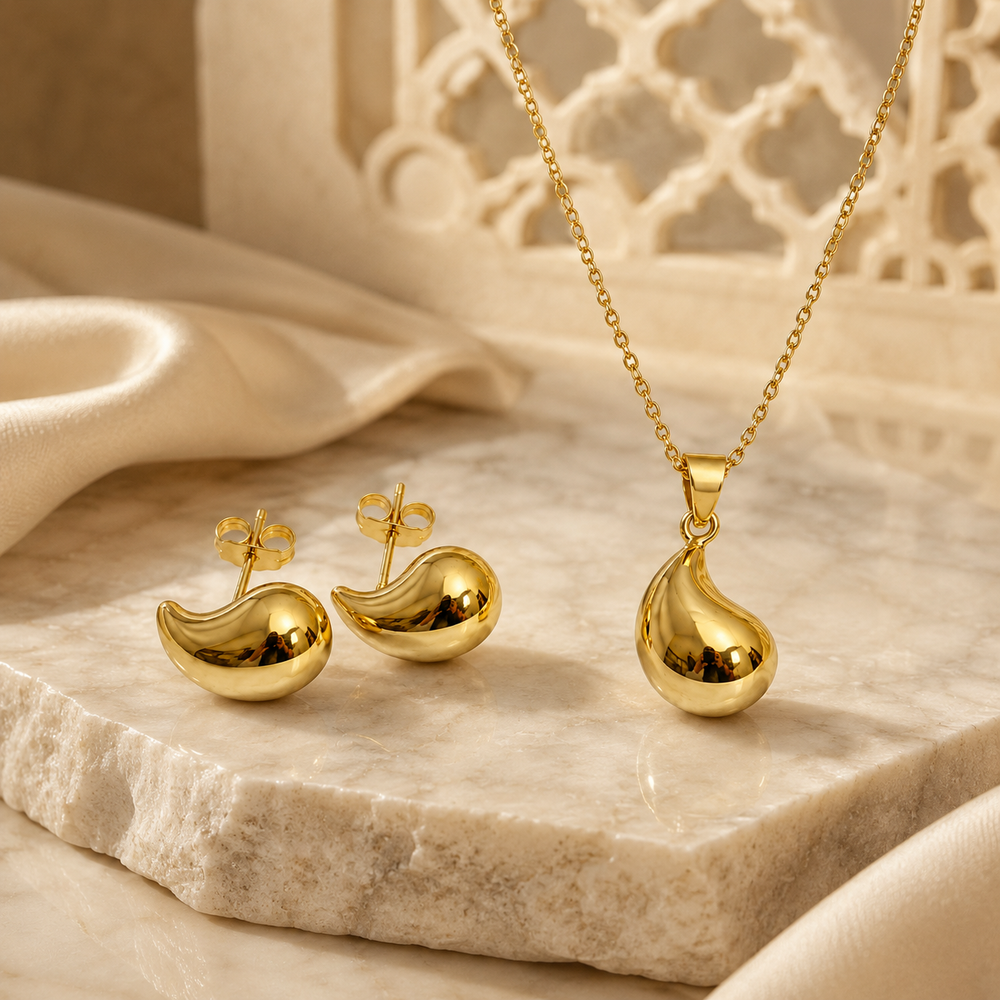 Abuda Rasha Teardrop Orb Gold Jewelry Set image 2