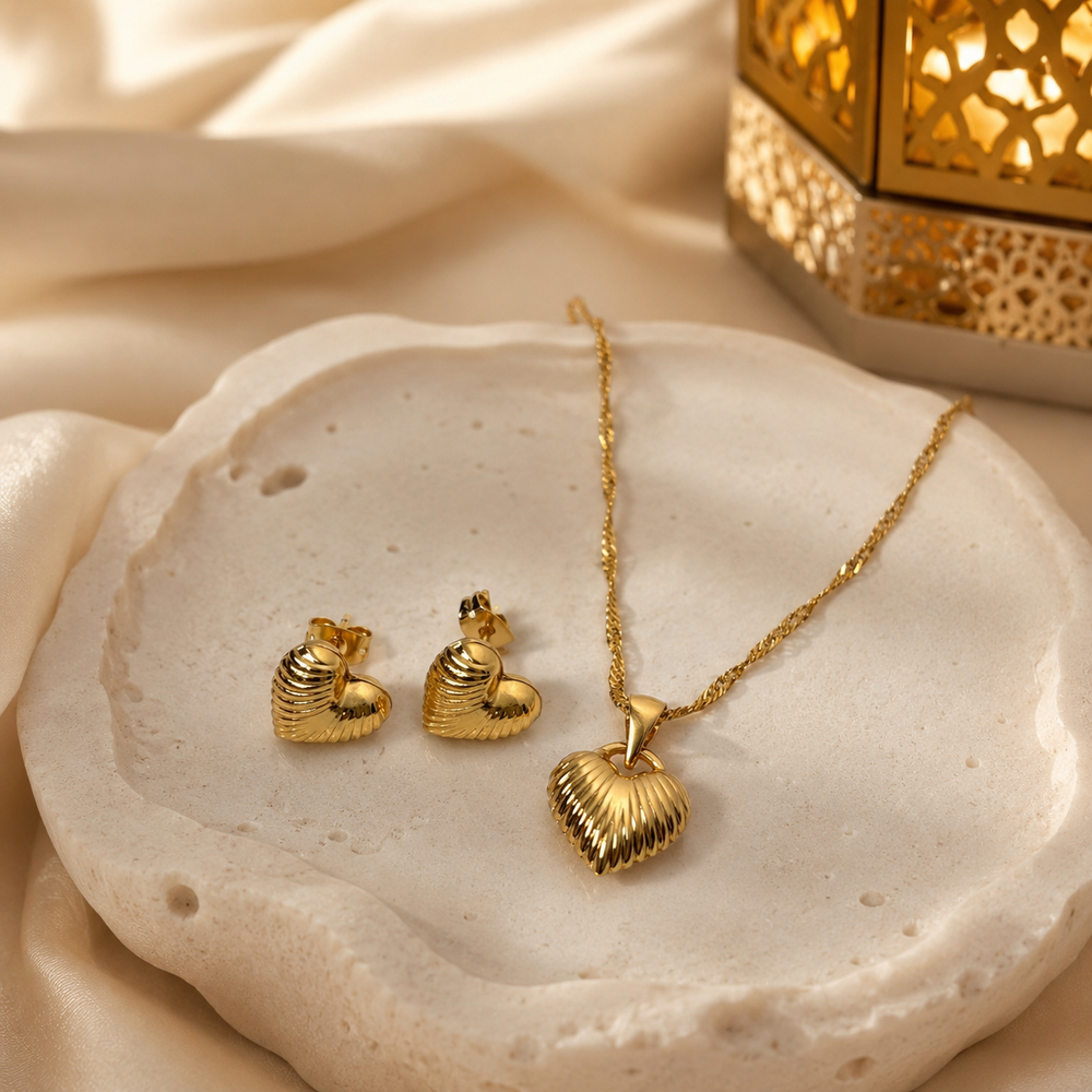 Abuda Mira Heart Locket Gold Jewelry Set image 2
