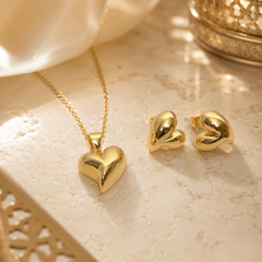 Abuda Nawal Double Petal Heart Gold Jewelry Set image 2