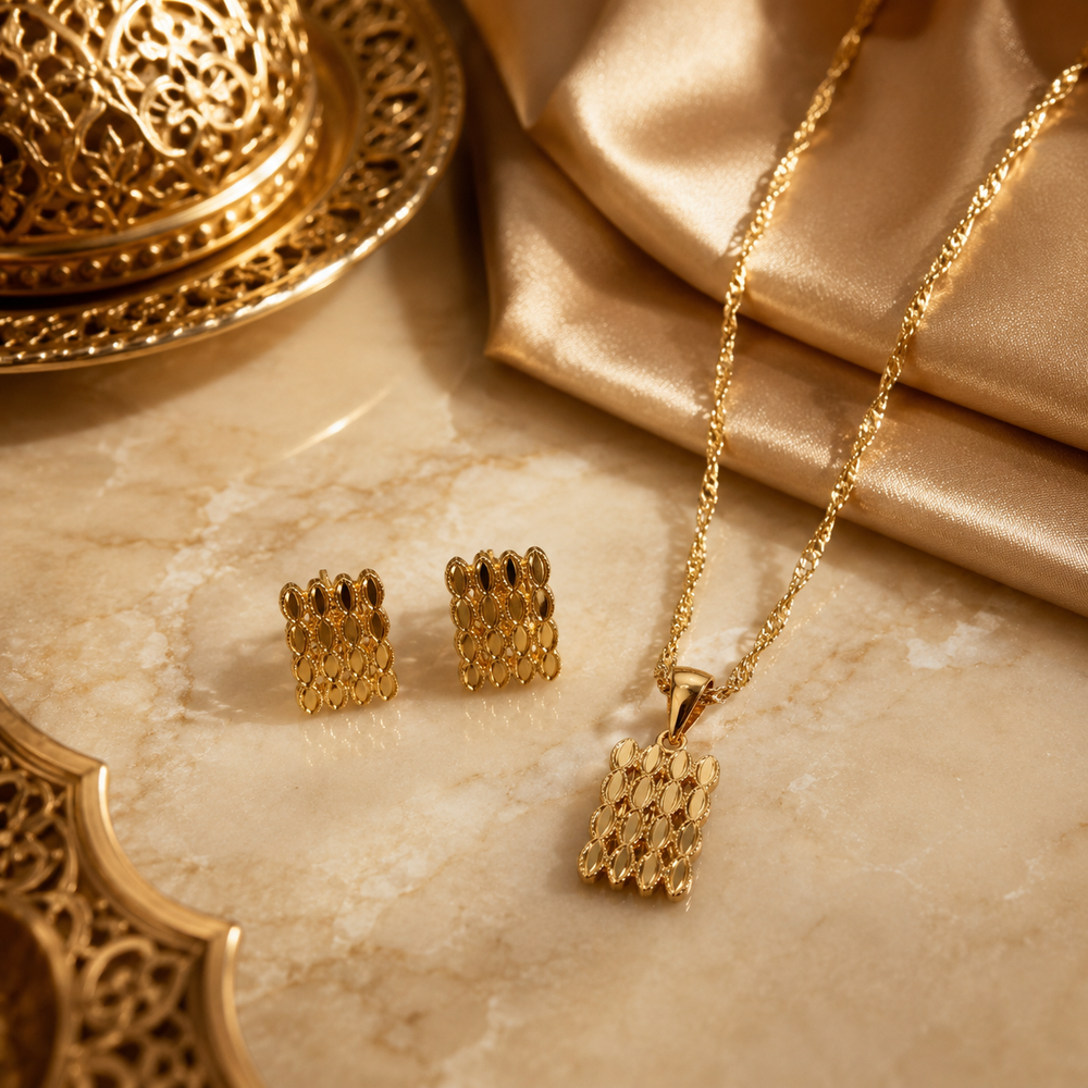 Abuda Zaina Mosaic Bar Gold Jewelry Set image 2
