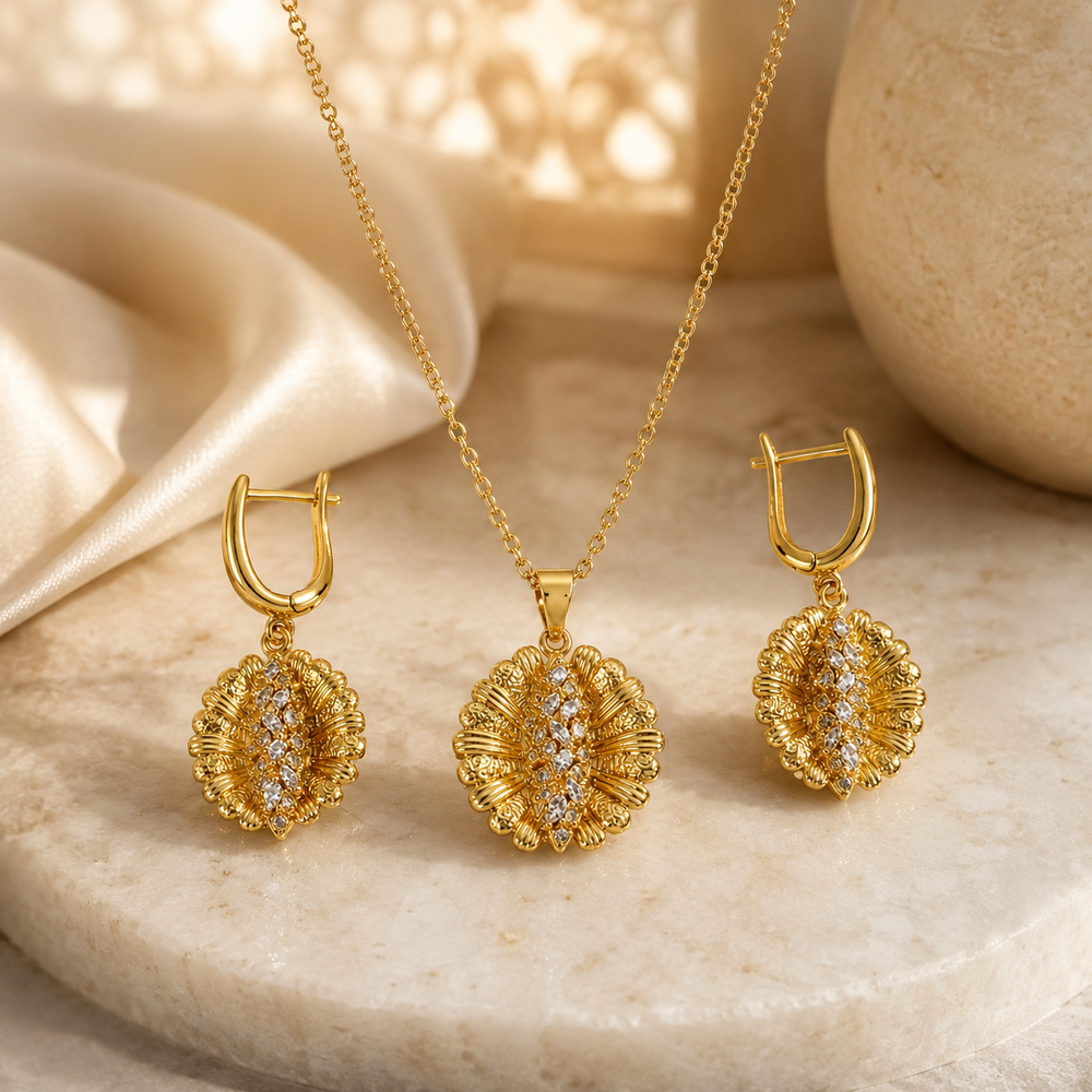 Abuda Amal Braided Oval Gold Jewelry Set image 2