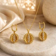 Abuda Amal Braided Oval Gold Jewelry Set image 2