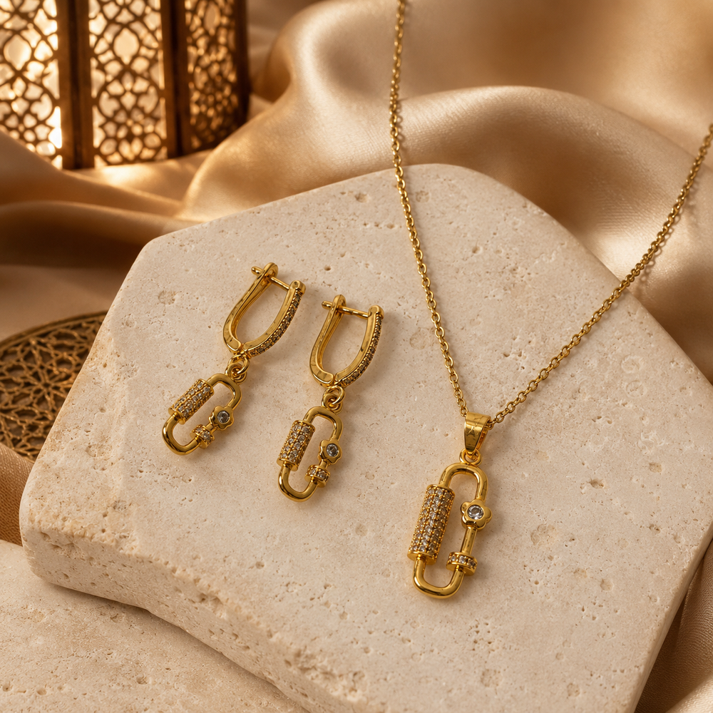 Abuda Samia Chain Drop Gold Jewelry Set image 2
