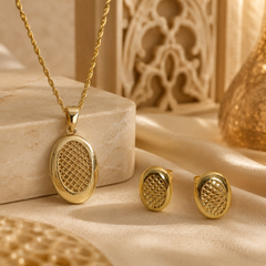 Abuda Karima Mesh Oval Gold Jewelry Set image 2