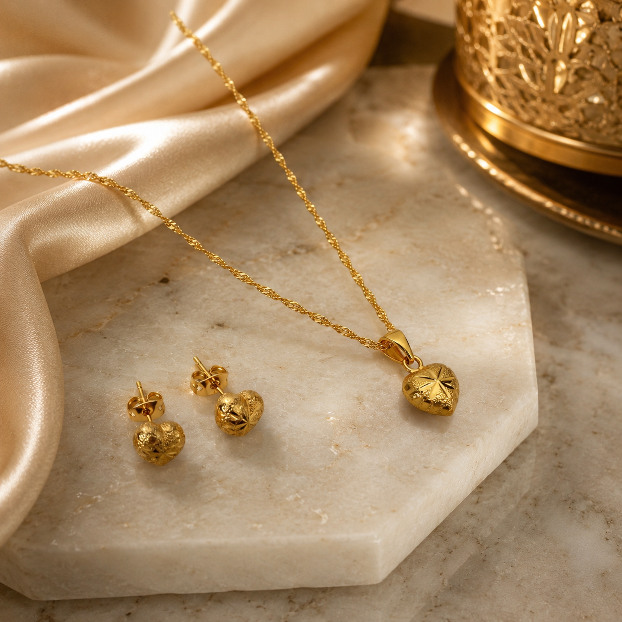 Abuda Zahra Heart Bloom Gold Jewelry Set image 2