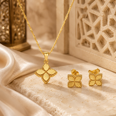 Abuda Zahra Clover Bloom Gold Jewelry Set image 2