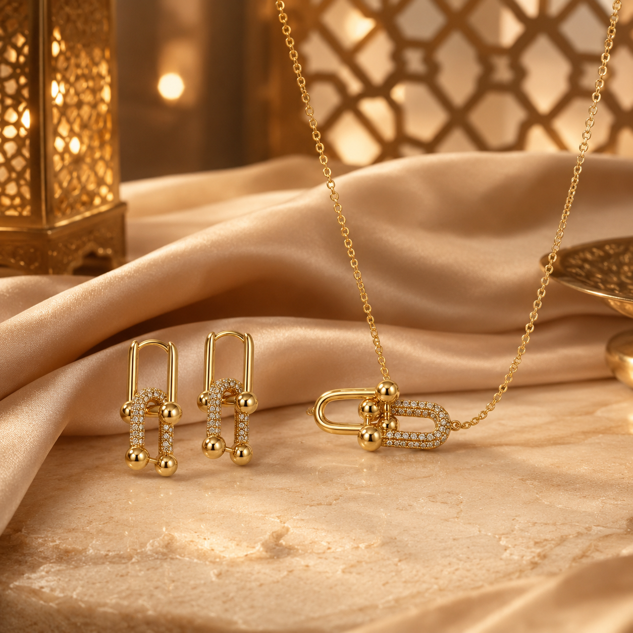 Abuda Noor Bar Link Gold Jewelry Set image 2