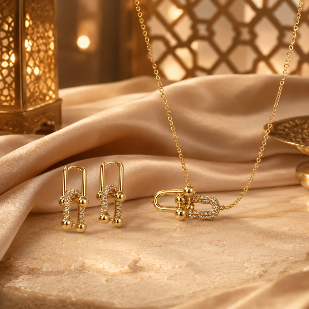 Abuda Noor Bar Link Gold Jewelry Set image 2