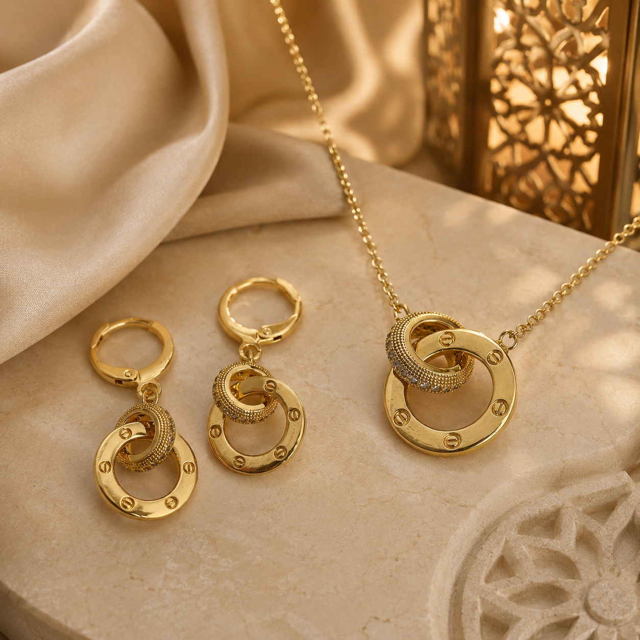 Abuda Aaliyah Crescent Swirl Gold Jewelry Set image 2