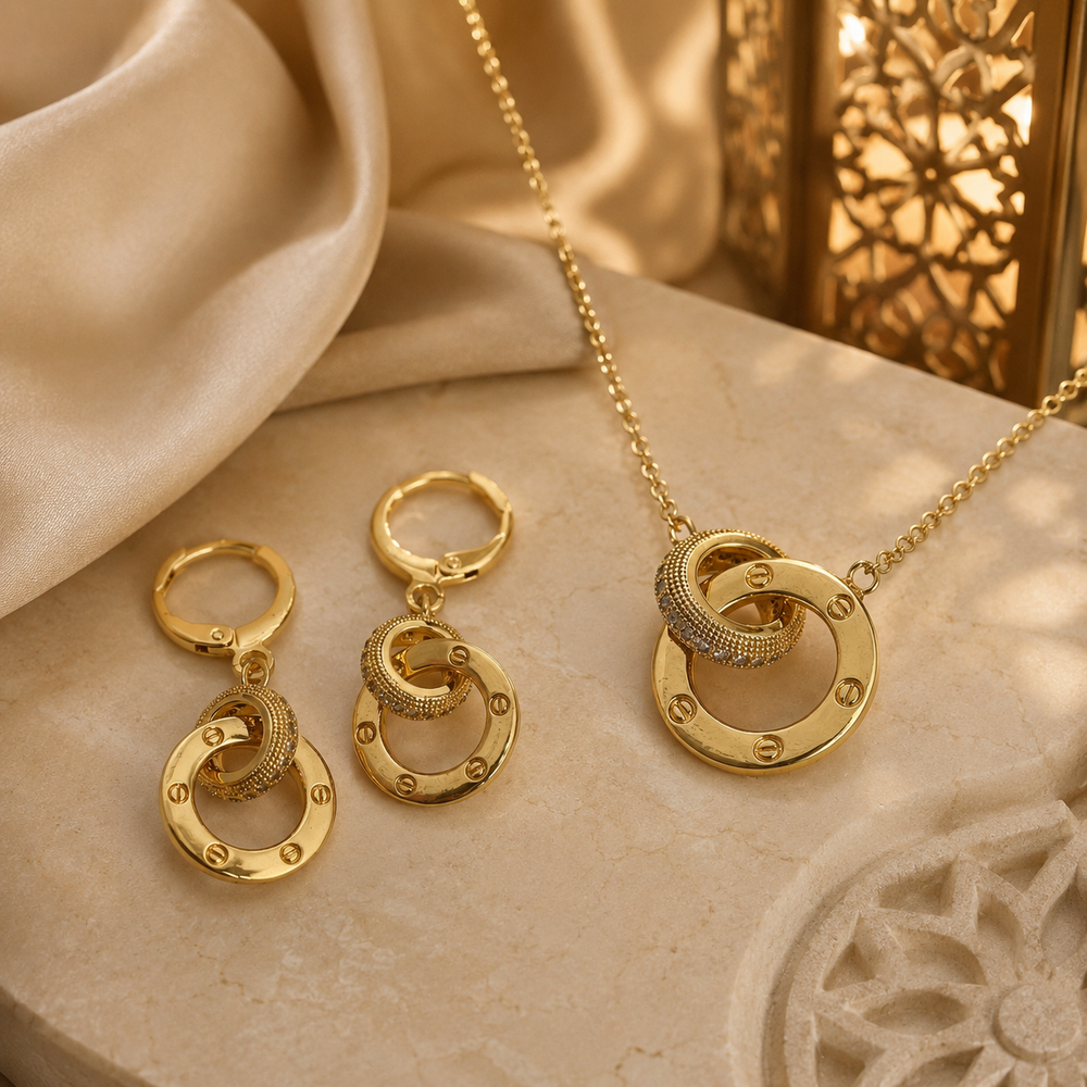 Abuda Aaliyah Crescent Swirl Gold Jewelry Set image 2