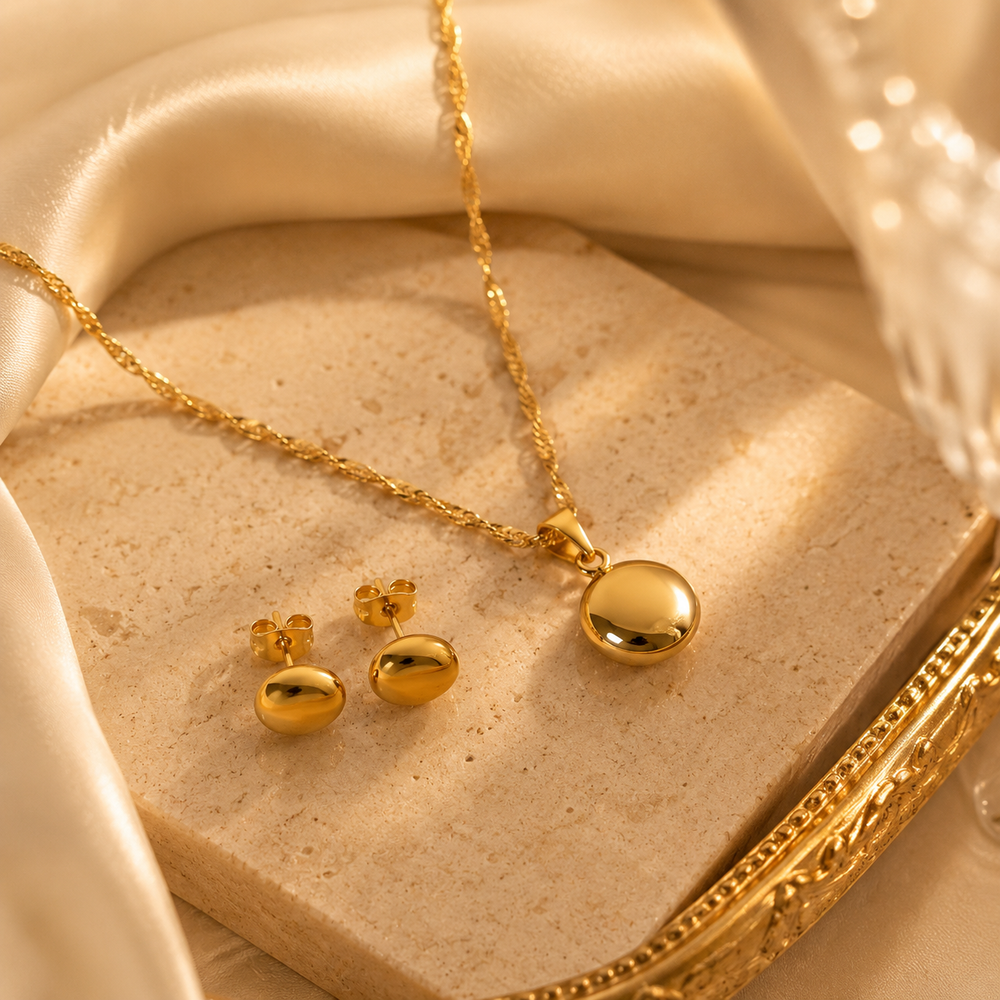 Abuda Hessa Dome Bell Gold Jewelry Set image 2