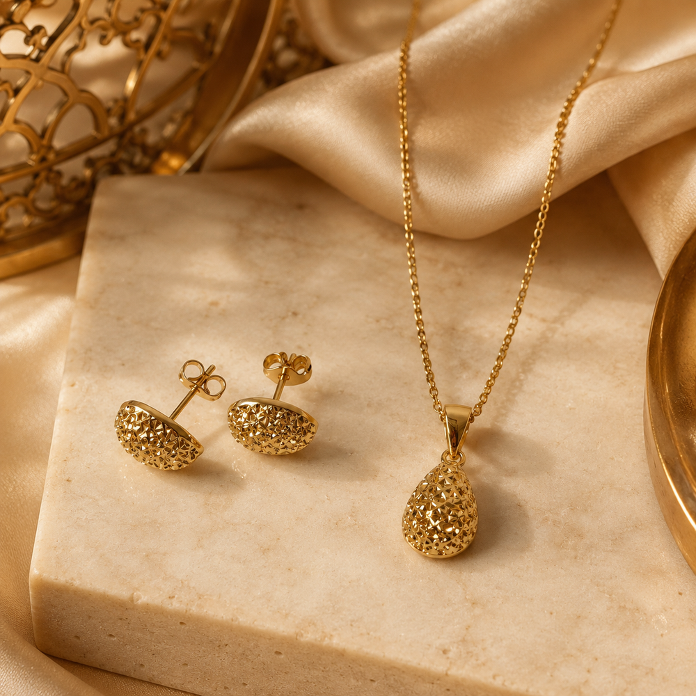 Abuda Malika Pave Teardrop Gold Jewelry Set image 2
