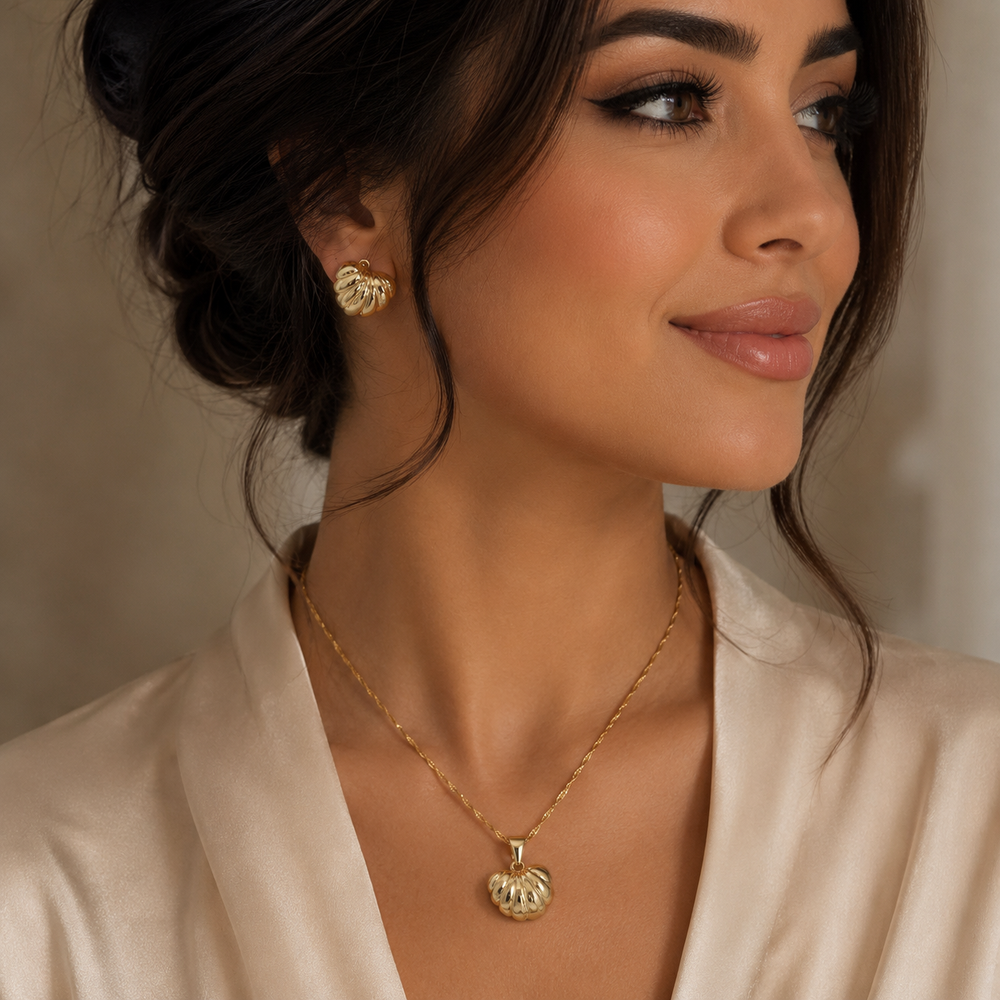 Abuda Shams Seashell Fan Gold Jewelry Set image 3