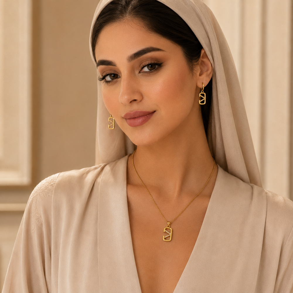 Abuda Safiya Geo Link Gold Jewelry Set image 3