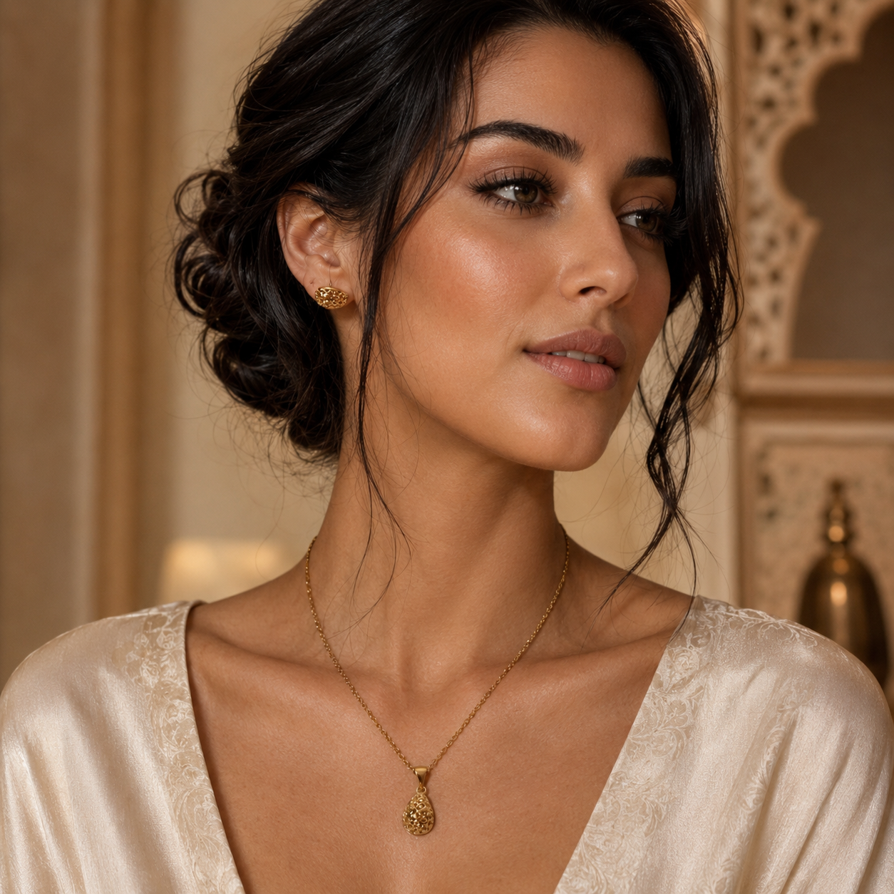 Abuda Malika Pave Teardrop Gold Jewelry Set image 3