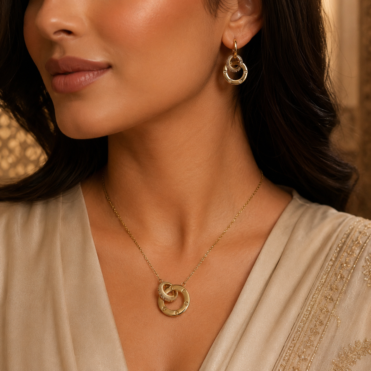 Abuda Aaliyah Crescent Swirl Gold Jewelry Set image 3